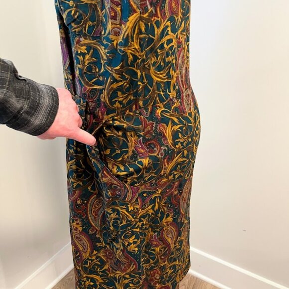 80s Paisley Dress teal and gold - Picture 7 of 8